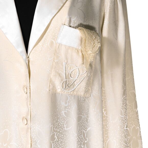 Vtg Valentino Intimo Womens Dressy Nightgown Beige Floral Lace Midi Length Sz XL - Picture 4 of 10